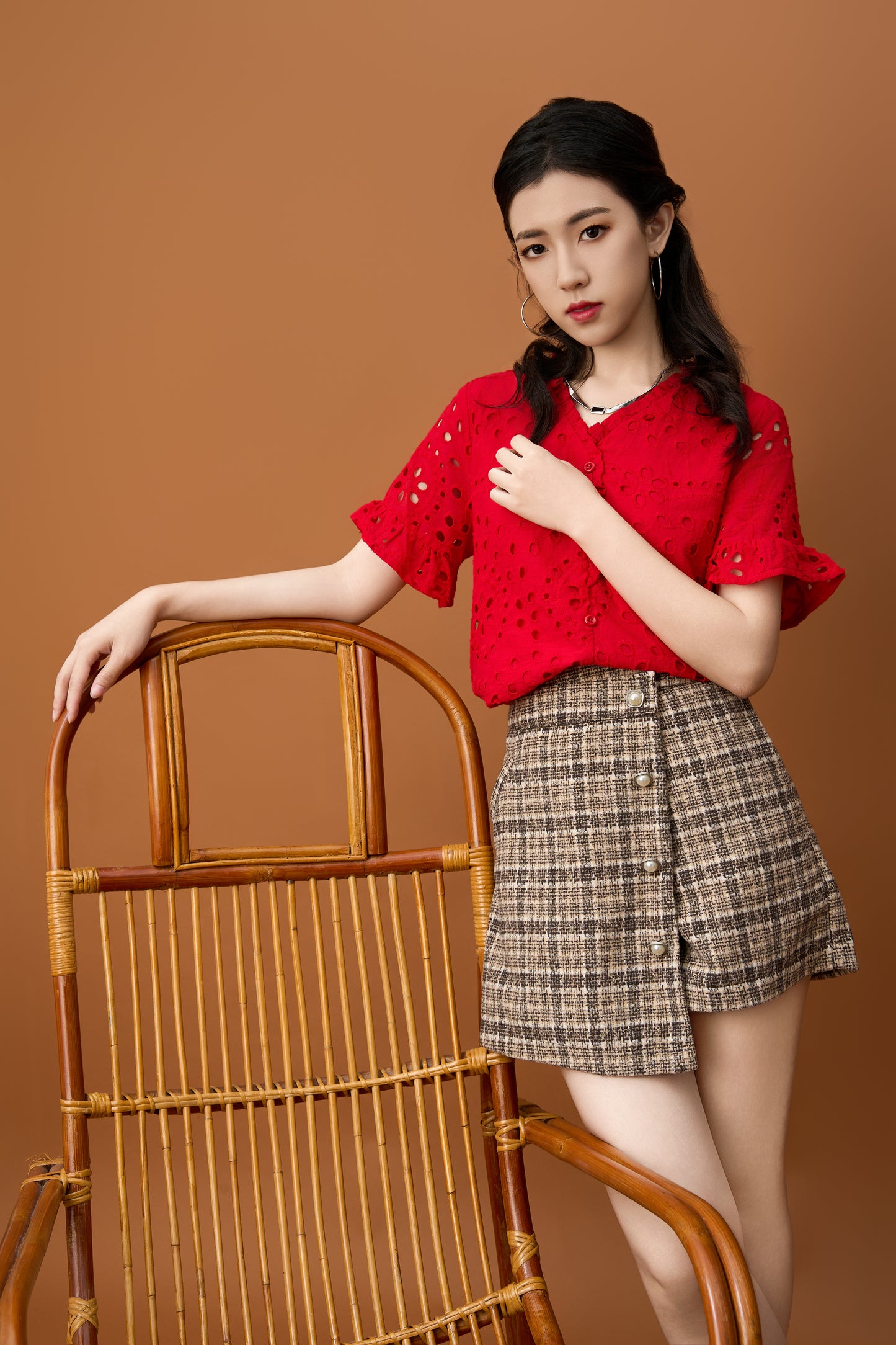 Asymmetrical Plaid Shorts