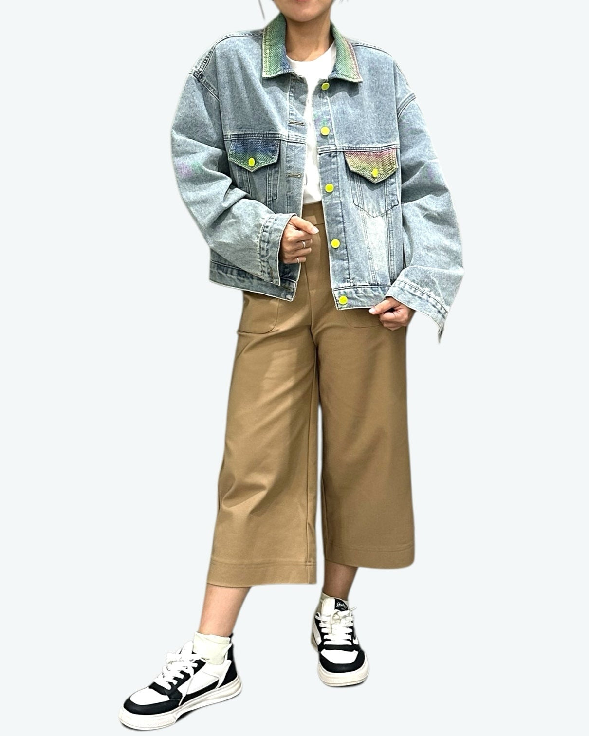 Multicolored Details Denim Jacket