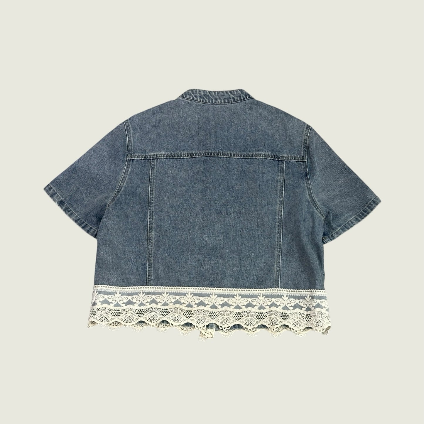 Romantic Lace Trim Denim Jacket