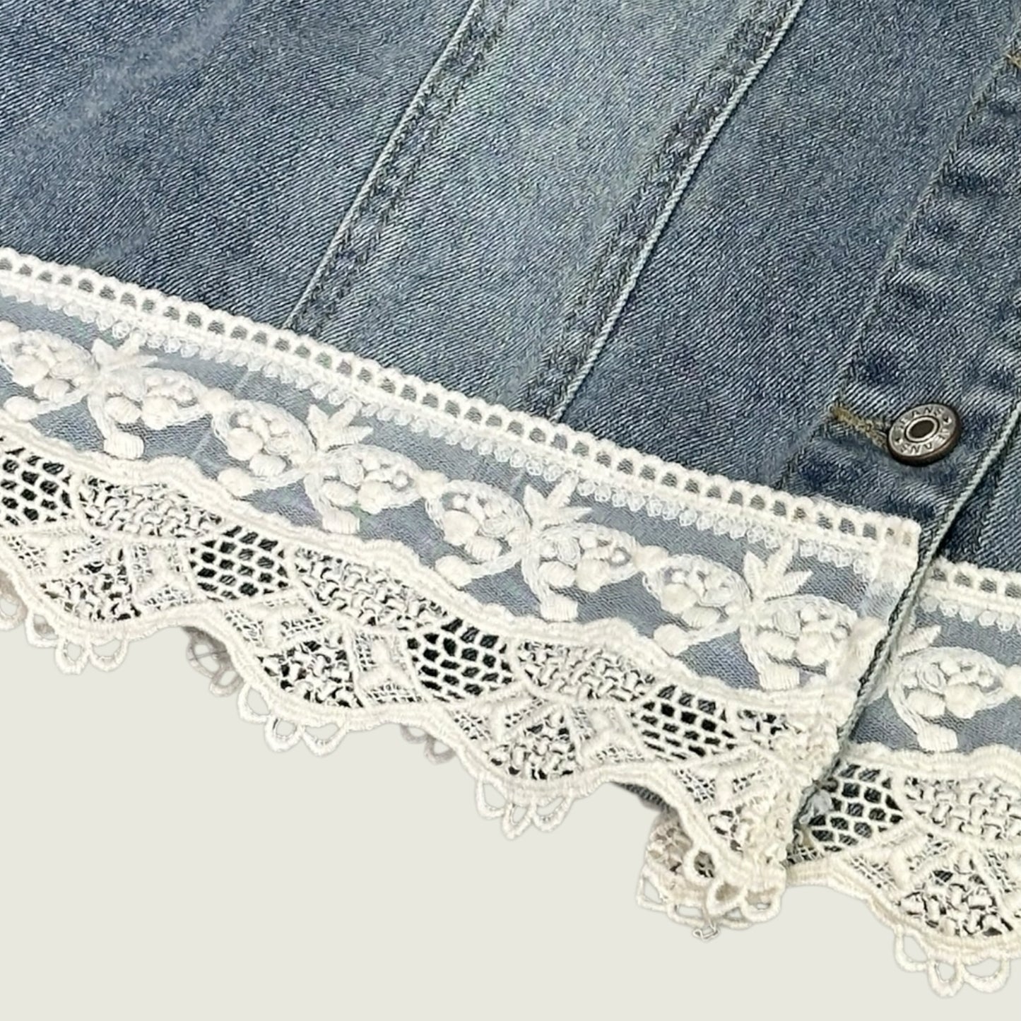 Romantic Lace Trim Denim Jacket