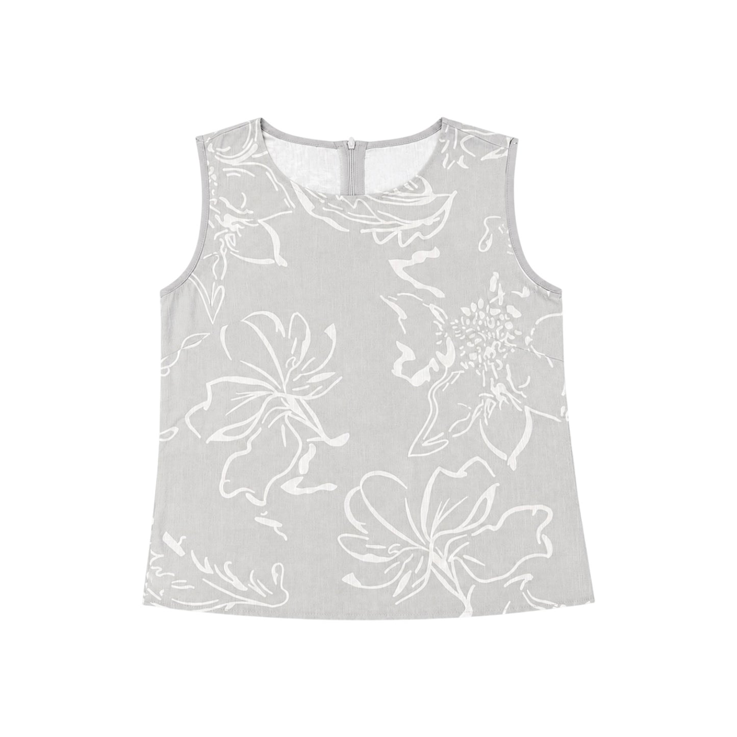 Line Art Floral Sleeveless Top