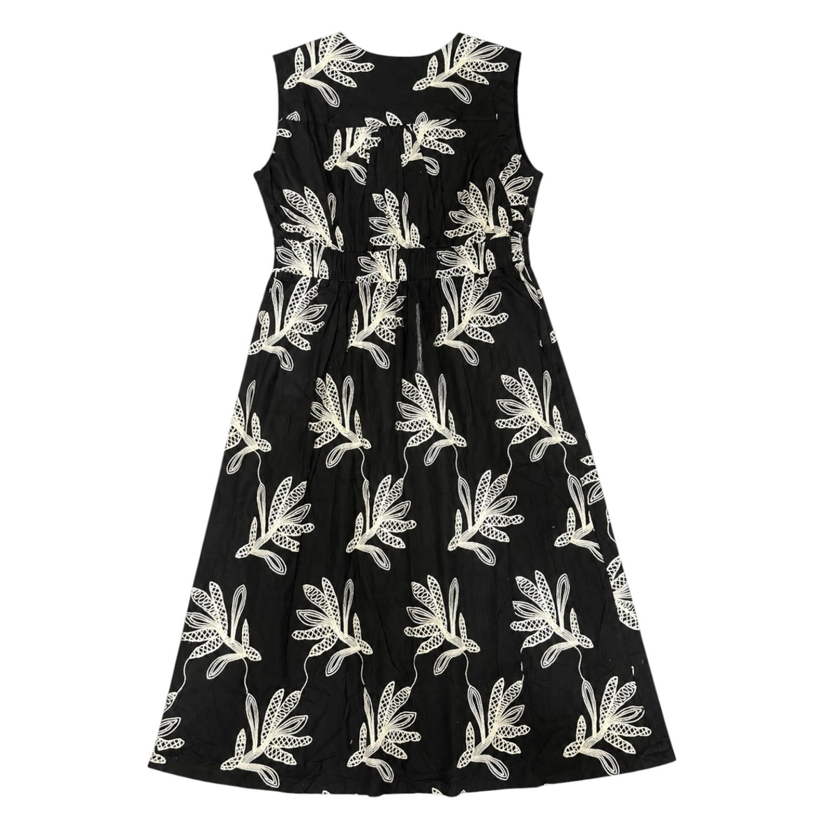 Botanical Embroidered V Neck Button Front Maxi Dress