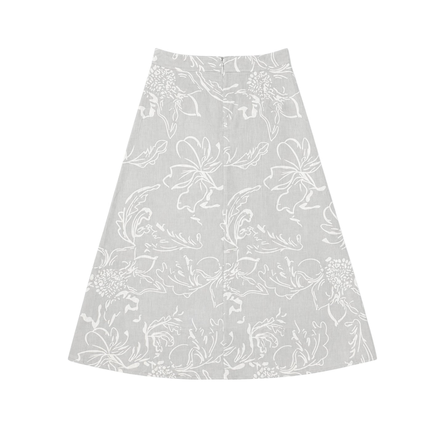 Line Art Floral A Line Maxi Skirt