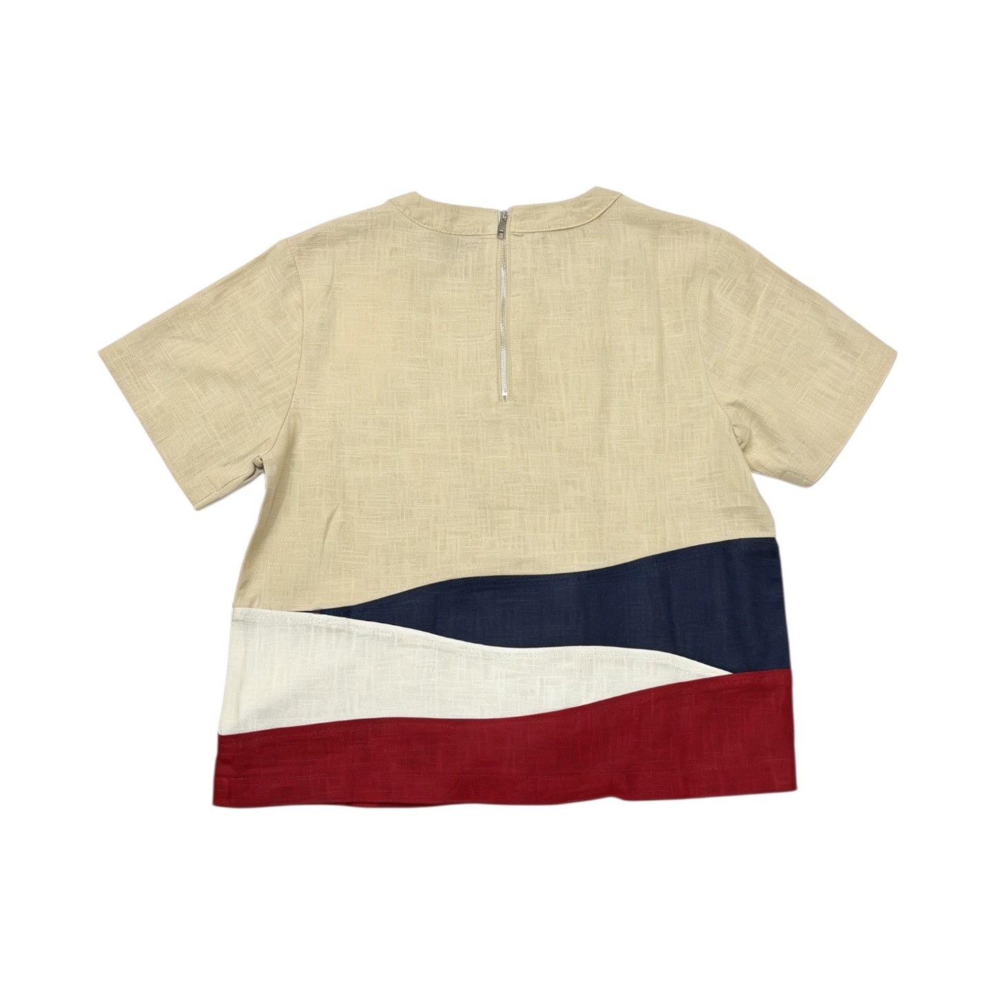 Geometric Color Block Linen Top