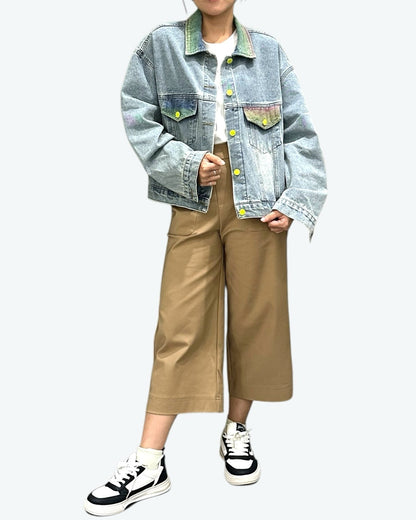 Multicolored Details Denim Jacket