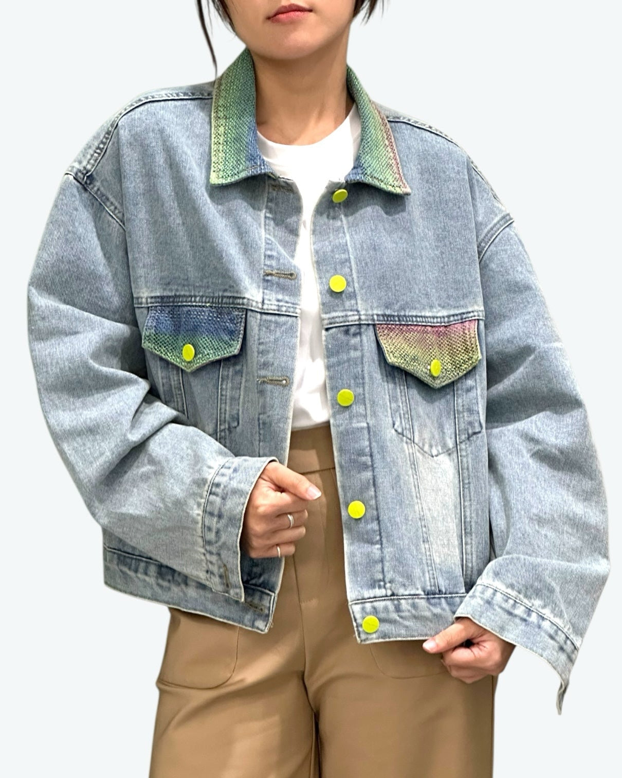 Multicolored Details Denim Jacket