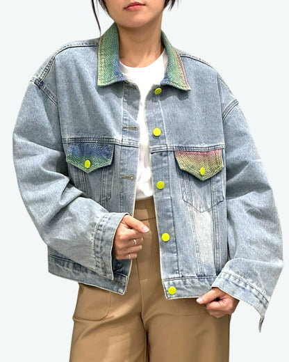 Multicolored Details Denim Jacket