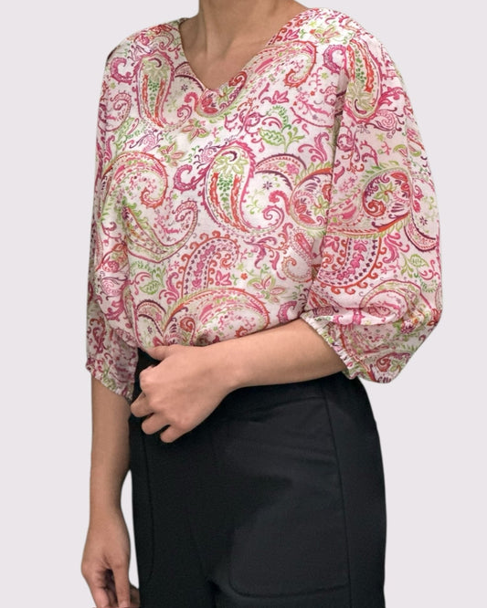 Paisley Print Chiffon Blouse