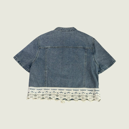 Romantic Lace Trim Denim Jacket