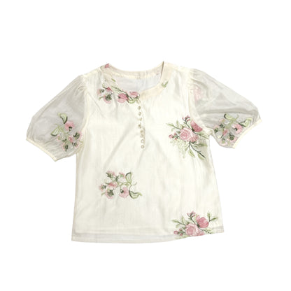 Romantic Rose Embroidery Blouse