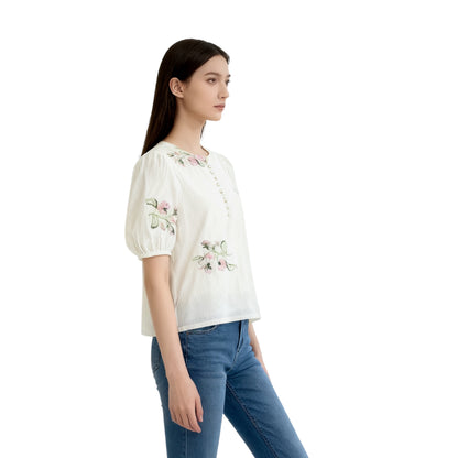 Romantic Rose Embroidery Blouse