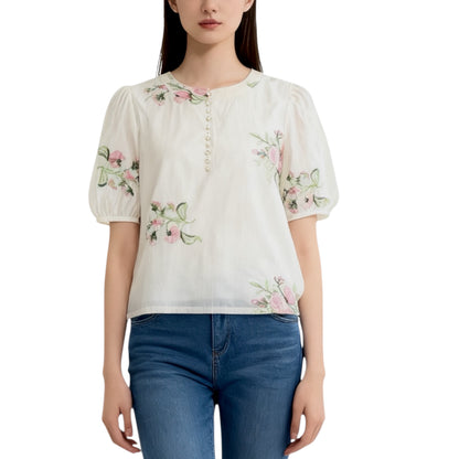 Romantic Rose Embroidery Blouse