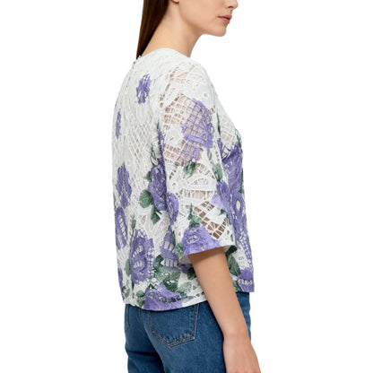 White Lace Floral Blouse