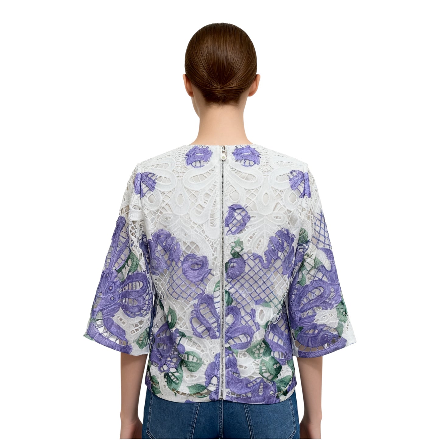 White Lace Floral Blouse