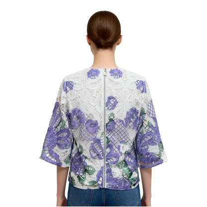 White Lace Floral Blouse