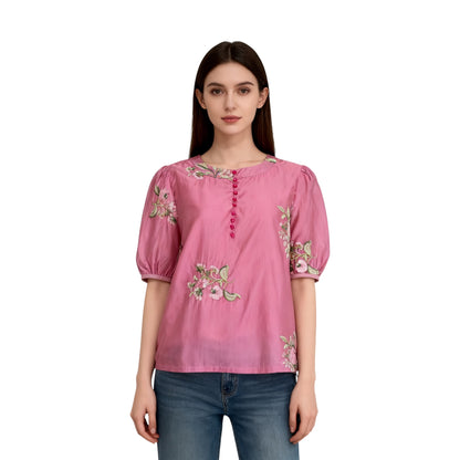 Romantic Rose Embroidery Blouse