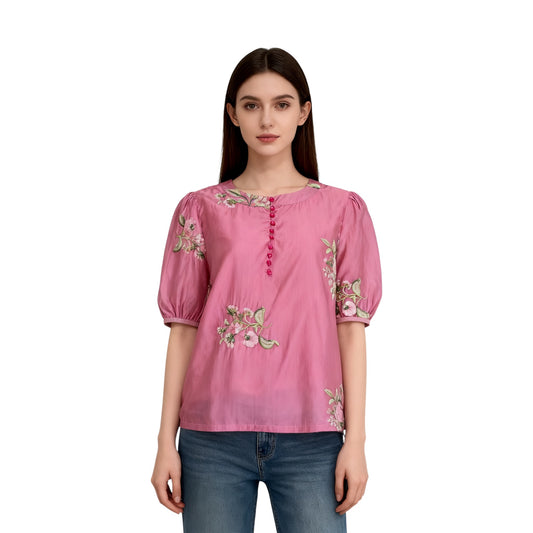 Romantic Rose Embroidery Blouse