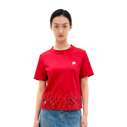 Top with floral cut-out lace