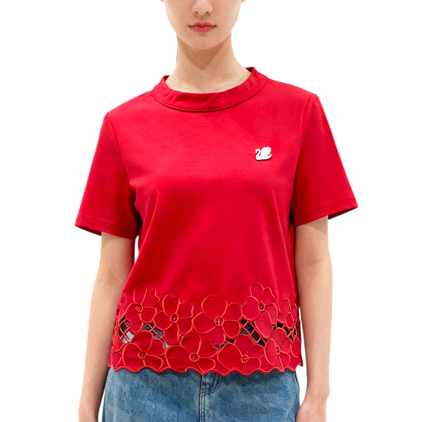 Top with floral cut-out lace