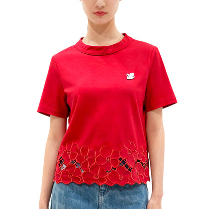 Top with floral cut-out lace