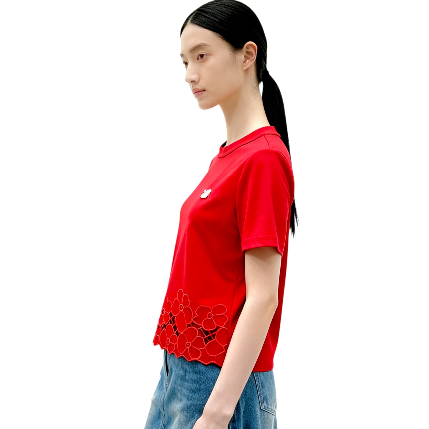 Top with floral cut-out lace