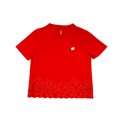 Top with floral cut-out lace