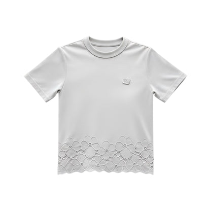 Top with floral cut-out lace