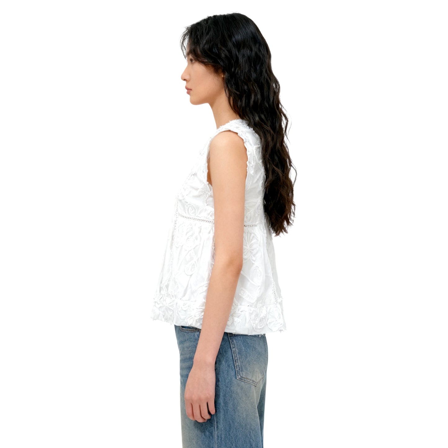Embroidered Sleeveless Top