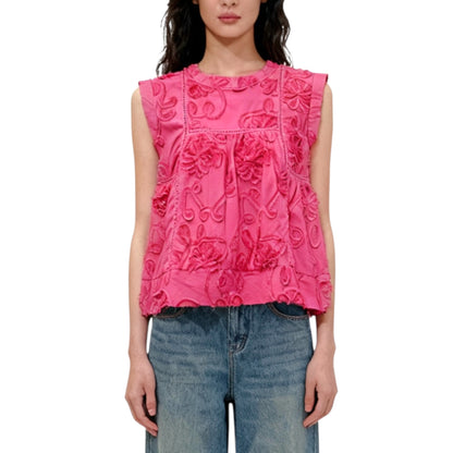 Embroidered Sleeveless Top