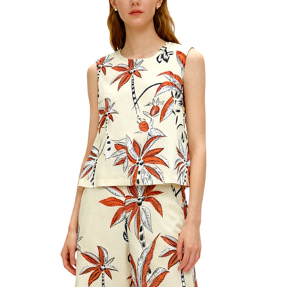 Tropical Plam Sleveless Top