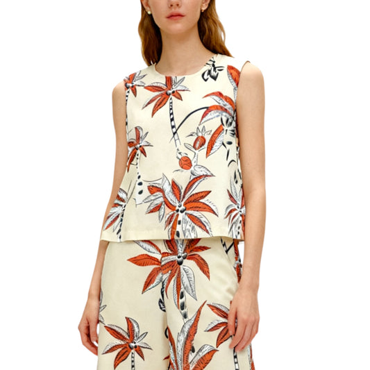 Tropical Plam Sleveless Top