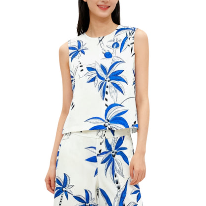Tropical Plam Sleveless Top