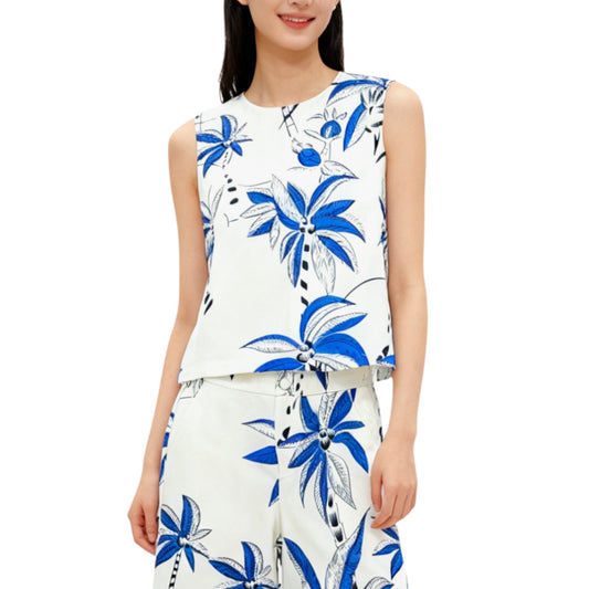 Tropical Plam Sleveless Top