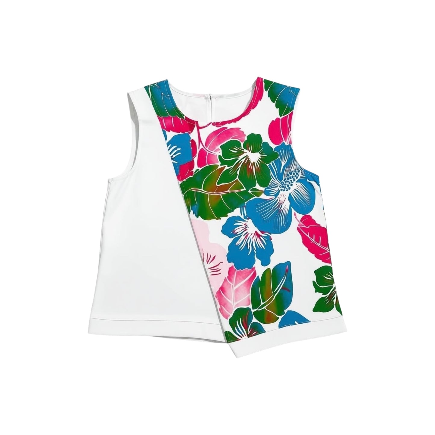 Hibiscus-Style Blooms Sleeveless Top