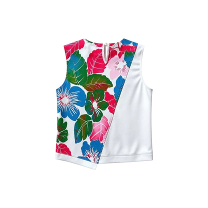 Hibiscus-Style Blooms Sleeveless Top