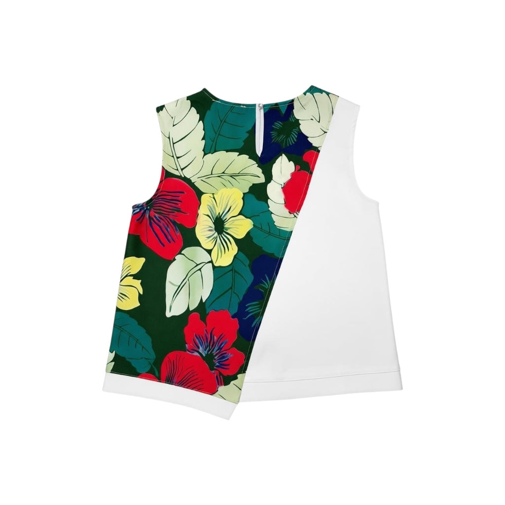 Hibiscus-Style Blooms Sleeveless Top