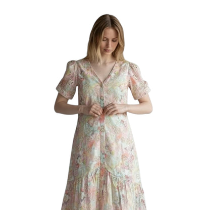 Light Toned Floral Midi Dress