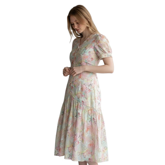 Light Toned Floral Midi Dress