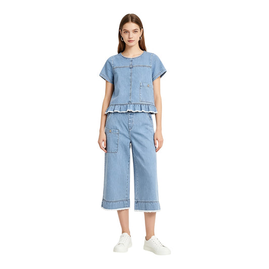 Denim Flared Culottes