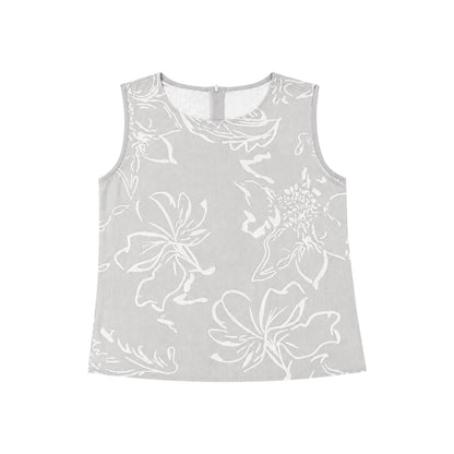 Line Art Floral Sleeveless Top