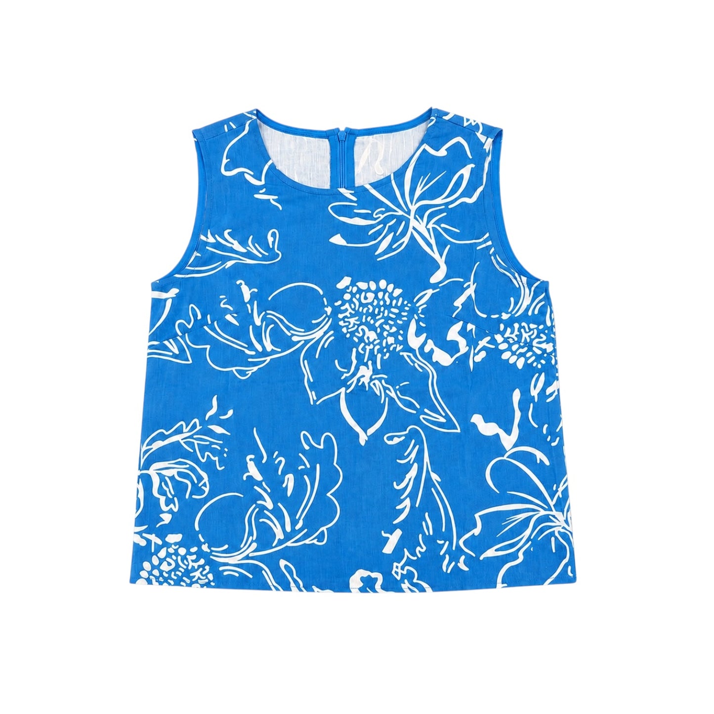 Line Art Floral Sleeveless Top