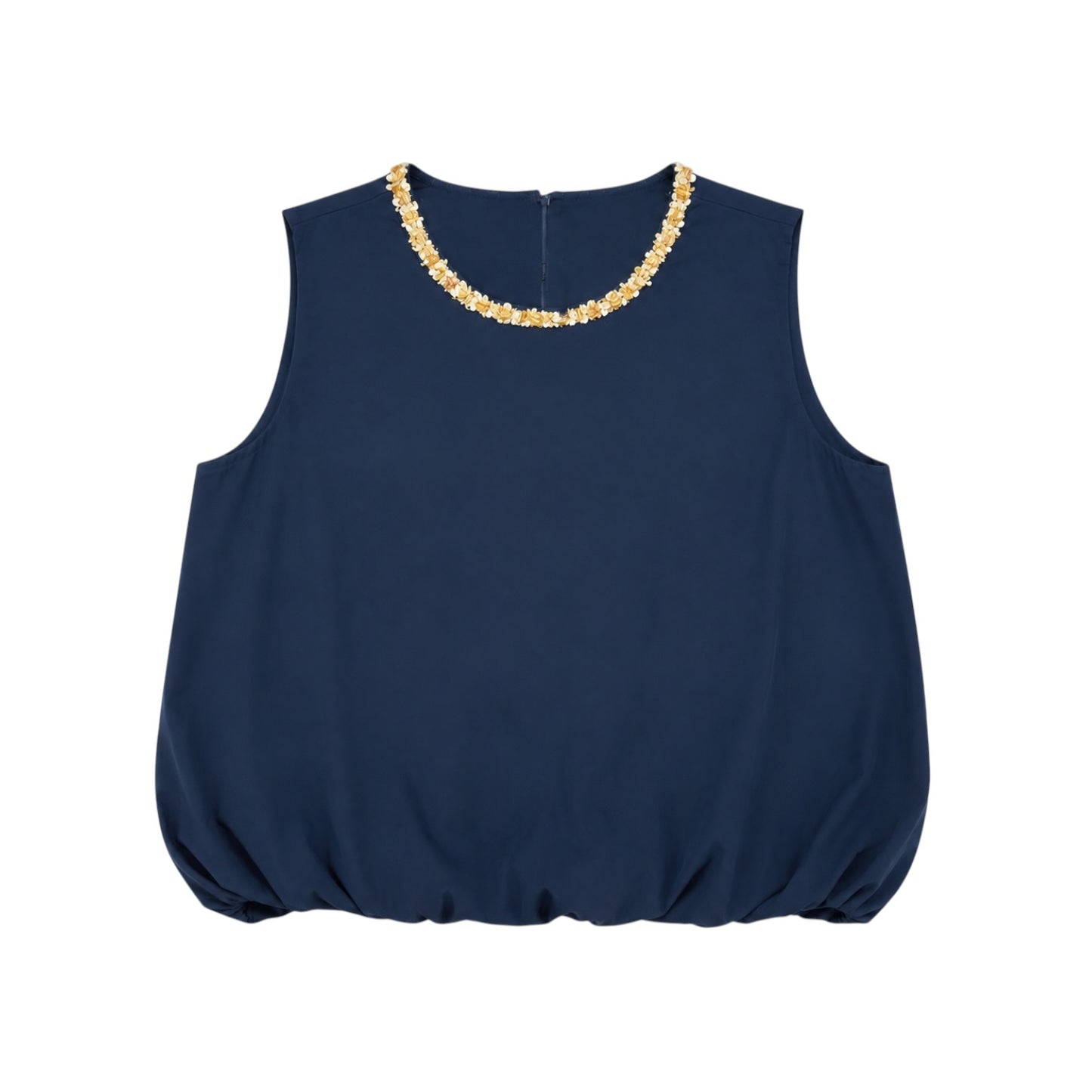 Embellished Bubble Hem Sleeveless Top