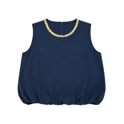 Embellished Bubble Hem Sleeveless Top