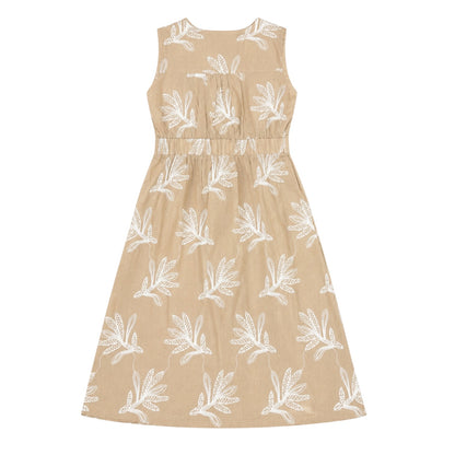 Botanical Embroidered V Neck Button Front Maxi Dress