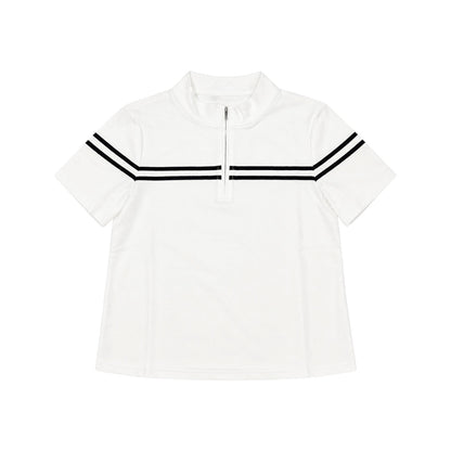 Sporty Striped Half Zip Top