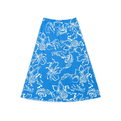 Line Art Floral A Line Maxi Skirt