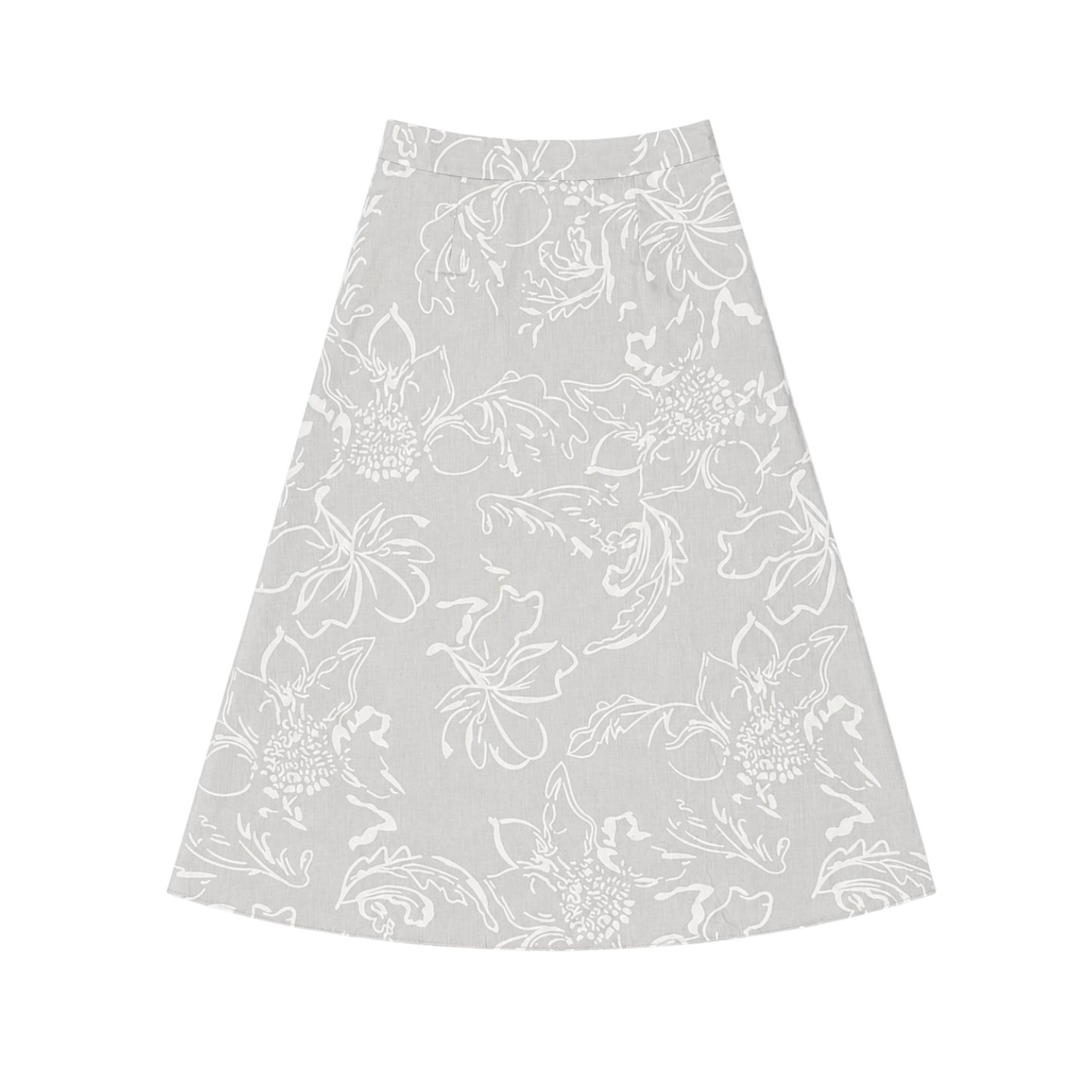 Line Art Floral A Line Maxi Skirt