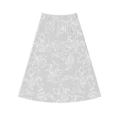 Line Art Floral A Line Maxi Skirt