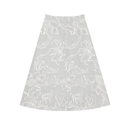 Line Art Floral A Line Maxi Skirt
