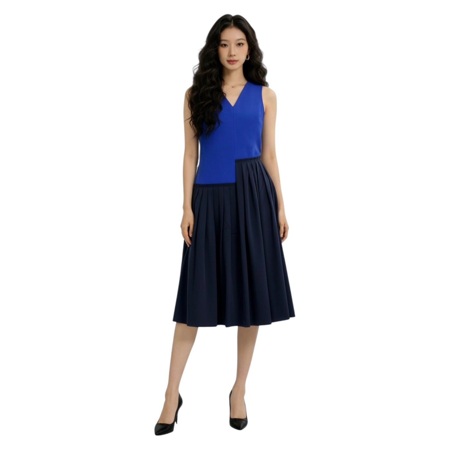 Sleeveless Color-Block Dress